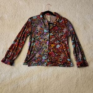 Anthropologie Colorful Floral Pajama Top Size XXS